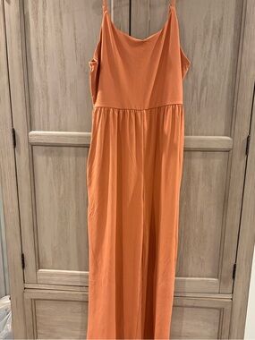 Women's Sleeveless Orange Jumpsuit